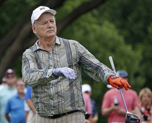 May 25, 2016 - Fort Worth, TX, USA - Bill Murray puts body english on his shot from the 14th tee during the Colonial Pro-Am at the Dean & Deluca Invitational on Wednesday, May 25, 2016, in Fort Worth, Texas. Dean & Deluca Invitational Pro-Am - ZUMAm67_