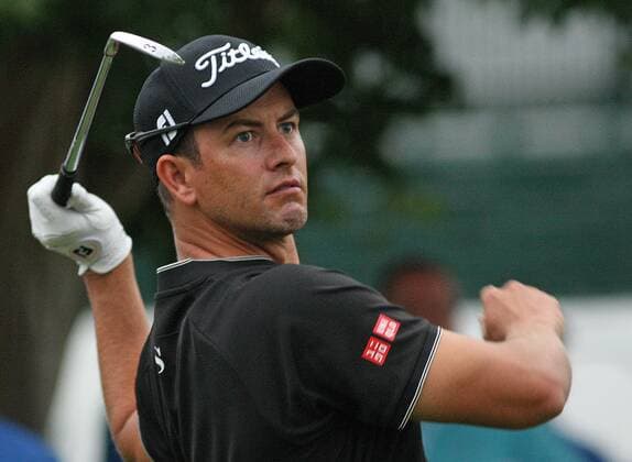 Golf, ProAm Turnier in Fort Worth May 26, 2016 - Fort Worth, TX, USA - Adam Scott doesn t like his tee shot on No. 10 during round one of the Dean & DeLuca Invitational at Colonial Country Club, Thursday, May 26, 2016 in Fort Worth, Texas. Dean & DeLuca Invitational - ZUMAm67_