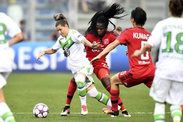 160526 Wolfsburgs Ramona Bachmann und Lyons Griedge M Bock Bathy - Champions League Finale Damen - VfL Wolfsburg - Olympique Lyon -- - Fussball Frauenfussball - 26 Mai 2016 in Reggio Emilia.  Copyright: CARLxSANDIN BB160526CS049