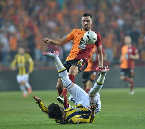 Ziraat Turkish Cup Final match between Fenerbahce and Galatasaray at Antalya Arena in Antalya , Turkey on May 26 , 2016. Pictured: Hasan Ali Kaldirim of Fenerbahce and Sinan Gumus of Galatasaray. 