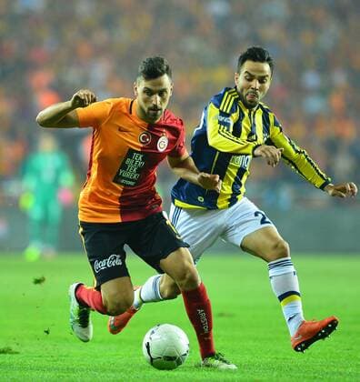 Ziraat Turkish Cup Final match between Fenerbahce and Galatasaray at Antalya Arena in Antalya , Turkey on May 26 , 2016. Pictured: Volkan Sen (R) of Fenerbahce and Sinan Gumus (L) of Galatasaray. 