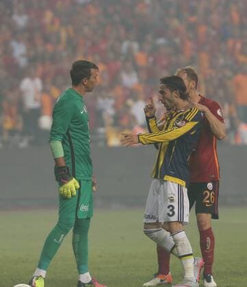 Ziraat Turkish Cup Final match between Fenerbahce and Galatasaray at Antalya Arena in Antalya , Turkey on May 26 , 2016. Pictured: Hasan Ali Kaldirim of Fenerbahce and Goalkeeper Fernando Muslera of Galatasaray. 