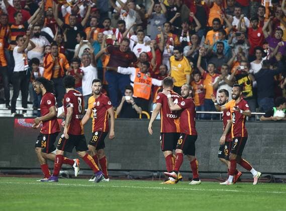 Ziraat Turkish Cup Final match between Fenerbahce and Galatasaray at Antalya Arena in Antalya , Turkey on May 26 , 2016. Pictured: Galatasaray players celebrates for Lukas Podolski s goal. 
