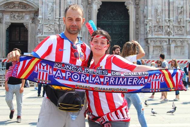 SOCCER - CL final, Madrid vs Atletico MILANO,ITALY,28.MAY.16 - SOCCER - UEFA Champions League, final, Real Madrid CF vs Atletico Madrid. Image shows fans of Atletico. GEPAxpictures xCh.xKelemen