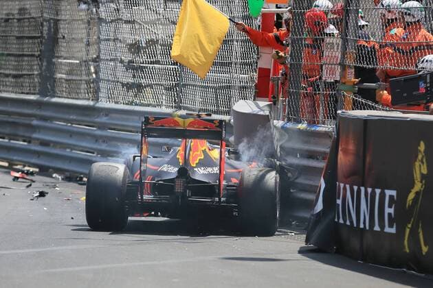 28.05.2016. Monte Carlo, Monaco. F1 Grand Prix of Monaco, qualification sessions on Saturday. Red Bull Racing RB12 & x2013; Max Verstappen crashes into the wall during Q1 xLeannexBoonx  ActionPlus11742615