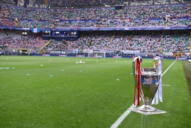 FUSSBALL CHAMPIONS LEAGUE FINALE SAISON 2015 2016 Real Madrid - Atletico Madrid 28.05.2016 Der Champions League Pokal steht im Giuseppe-Meazza-Stadion in Mailand 
