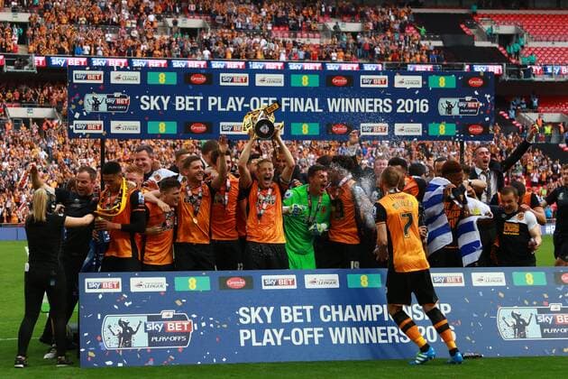 Championship Play-Off Final - Hull City v Sheffield Wednesday . . London, UK . . 28.05.2016 Hull City celebrate with the trophy at the end of the game. 