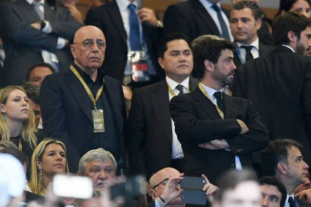 Mg Milano 28 05 2016 - finale Champions League Real Madrid-Atletico Madrid: Adriano Galliani-Erick Thohir-Andrea Agnelli 