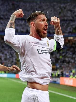 FUSSBALL CHAMPIONS LEAGUE FINALE SAISON 2015 2016 Real Madrid - Atletico Madrid 28.05.2016 Sergio Ramos (Real Madrid) bejubelt seinen Treffer zum 1:0 