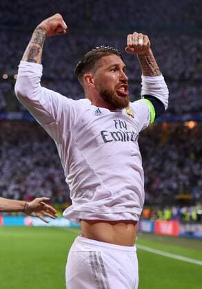 FUSSBALL CHAMPIONS LEAGUE FINALE SAISON 2015 2016 Real Madrid - Atletico Madrid 28.05.2016 Sergio Ramos (Real Madrid) bejubelt seinen Treffer zum 1:0 