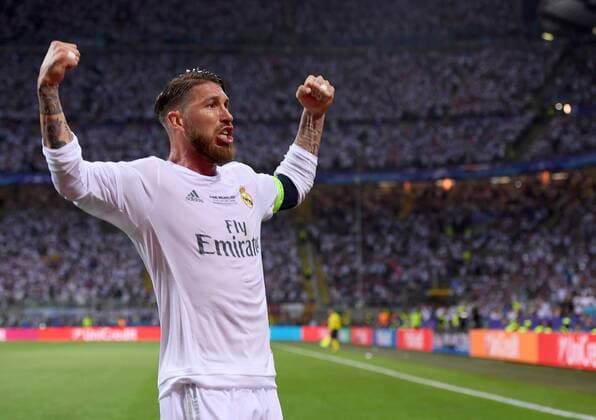 FUSSBALL CHAMPIONS LEAGUE FINALE SAISON 2015 2016 Real Madrid - Atletico Madrid 28.05.2016 Sergio Ramos (Real Madrid) bejubelt seinen Treffer zum 1:0 