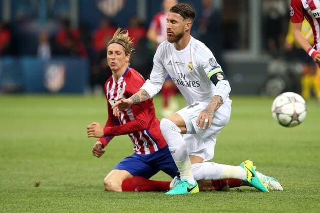 Fernando Torres ( Atletico Madrid ) Sergi Ramos ( Real Madrid ), Real Madrid vs. Atletico Madrid, Fussball, Champions League Finale, 28.05.2016, Mailand Copyright: Langerx xEibner-Pressefoto EP_HLR