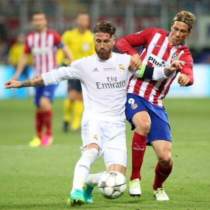 Sergi Ramos ( Real Madrid ) Fernando Torres ( Atletico Madrid ), Real Madrid vs. Atletico Madrid, Fussball, Champions League Finale, 28.05.2016, Mailand Copyright: Langerx xEibner-Pressefoto EP_HLR
