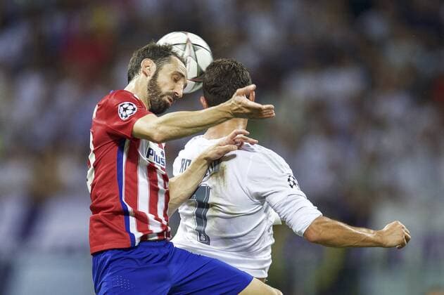 (L-R) Juanfran of Club Atletico de Madrid, Cristiano Ronaldo of Real Madrid during the UEFA Champions League final match between Real Madrid and Atletico Madrid on May 28, 2016 at the Giuseppe Meazza San Siro stadium in Milan, Italy. Real Madrid v Atletico Madrid UEFA Champions League final 2015 2016 xVIxxIVx 5566854