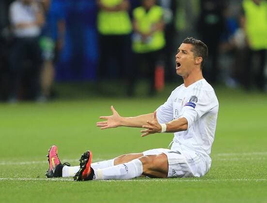 Cristiano Ronaldo of Real Madrid reacts during the UEFA Champions League Final match at the Giuseppe Meazza Stadium, Milan, Italy. Photo credit should read: David Klein Sportimage EDITORIAL USE ONLY. No use with unauthorised audio, video, data, fixture lists, club league logos or live services. Online in-match use limited to 120 images, no video emulation. No use in betting, games or single club league player publications.