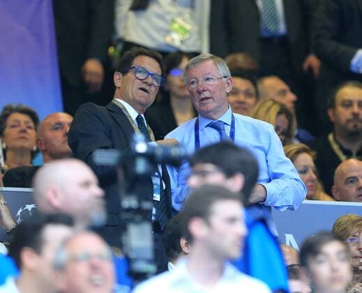 Fabio Capello and Sir Alex Ferguson during the UEFA Champions League Final match at the Giuseppe Meazza Stadium, Milan, Italy. Photo credit should read: David Klein Sportimage EDITORIAL USE ONLY. No use with unauthorised audio, video, data, fixture lists, club league logos or live services. Online in-match use limited to 120 images, no video emulation. No use in betting, games or single club league player publications.