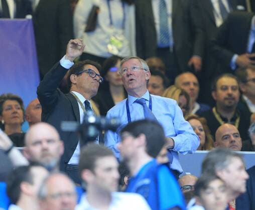 Fabio Capello and Sir Alex Ferguson during the UEFA Champions League Final match at the Giuseppe Meazza Stadium, Milan, Italy. Photo credit should read: David Klein Sportimage EDITORIAL USE ONLY. No use with unauthorised audio, video, data, fixture lists, club league logos or live services. Online in-match use limited to 120 images, no video emulation. No use in betting, games or single club league player publications.