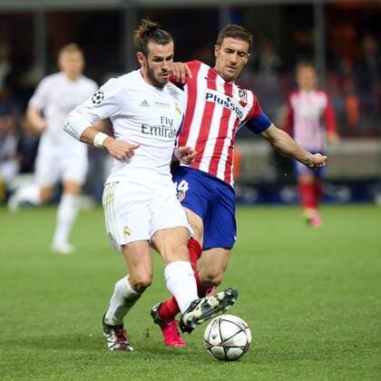 Gareth Bale ( Real Madrid ) Gabi ( Atletico Madrid ), Real Madrid vs. Atletico Madrid, Fussball, Champions League Finale, 28.05.2016, Mailand Copyright: Langerx xEibner-Pressefoto EP_HLR