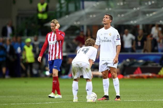 Luka Modric ( Real Madrid ) Cristiano Ronaldo ( Real Madrid ) frustriert nach dem 1:1, Real Madrid vs. Atletico Madrid, Fussball, Champions League Finale, 28.05.2016, Mailand Copyright: Langerx xEibner-Pressefoto EP_HLR