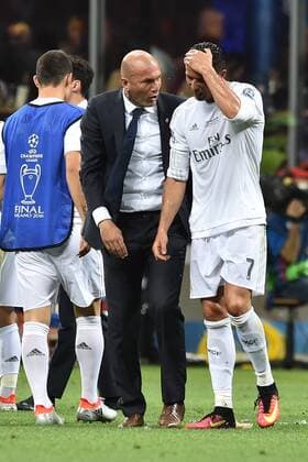 Zinedine Zidane con Cristiano Ronaldo. Milano 28-05-2016 Stadio San Siro Real Madrid - Atletico Football Champions League Final . andreaxstaccioli
