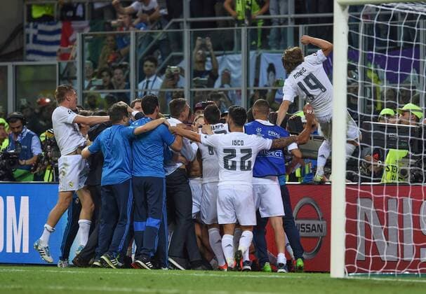Fußball, Real Madrid gewinnt Champions League Finale in Mailand FUSSBALL CHAMPIONS LEAGUE FINALE SAISON 2015 2016 Real Madrid - Atletico Madrid 28.05.2016 Real Madrid jubelt ueber den Sieg in der Champions League 