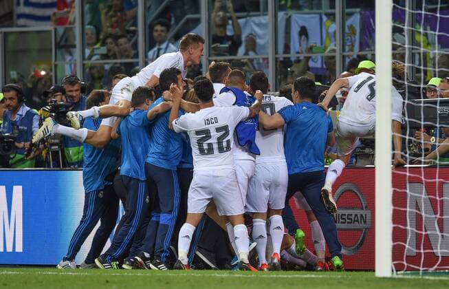 FUSSBALL CHAMPIONS LEAGUE FINALE SAISON 2015 2016 Real Madrid - Atletico Madrid 28.05.2016 Real Madrid jubelt ueber den Sieg in der Champions League 