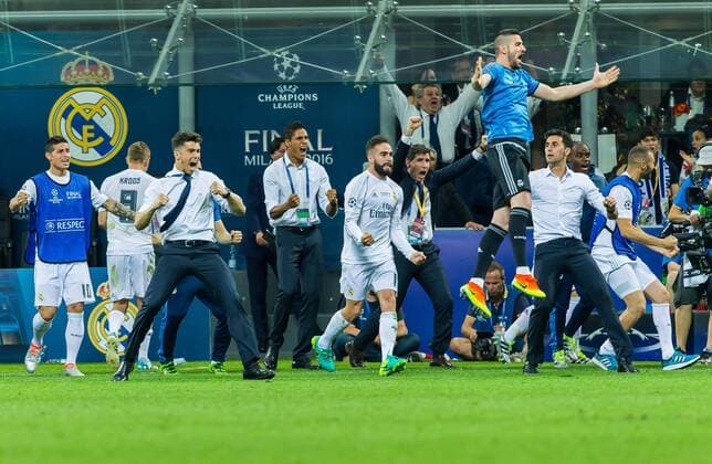 Samstag 28.04.2016, Champions League - Finale in Mailand, Saison 2015 2016, Atletico Madrid - Real Madrid, schlussjubel Madrid DeFodi507