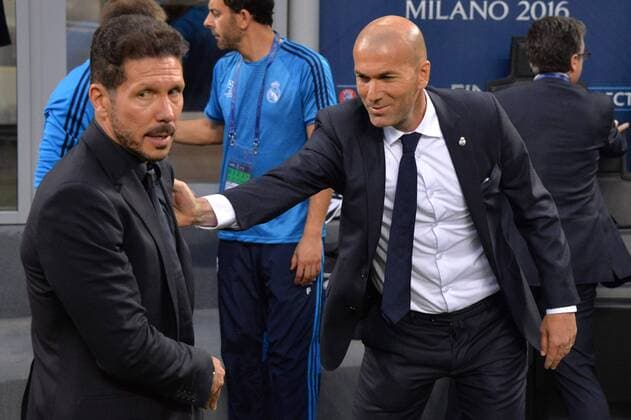 ZINEDINE ZIDANE (coach REAL MADRID) - DIEGO SIMEONE (coach ATLETICO MADRID) - JUBEL FOOTBALL : Real Madrid vs Atletico Madrid - Champions League - Finale - 28 05 2016 AnthonyBIBARD FEP 
