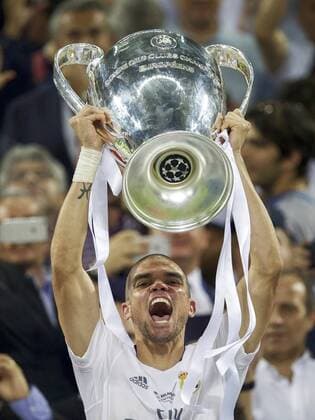 Pepe of Real Madrid with Champions League trophy, Coupe des clubs Champions Europeeens during the UEFA Champions League final match between Real Madrid and Atletico Madrid on May 28, 2016 at the Giuseppe Meazza San Siro stadium in Milan, Italy. Real Madrid v Atletico Madrid UEFA Champions League final 2015 2016 xVIxxIVx 5567876