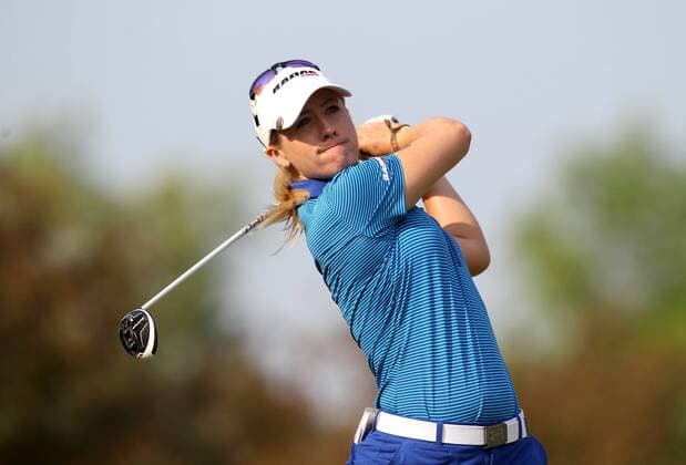 May 28, 2016 - Ann Arbor, Michigan, USA - Jodi Ewart Shadoff of North Yorkshire, England follows her tee shot on the second hole during the third round of the inaugural LPGA Golf Damen Volvik Championship at Travis Pointe Country Club in Ann Arbor, MI, USA Saturday, May 28, 2016. LPGA Volvik Championship - Round Three  - ZUMAn230