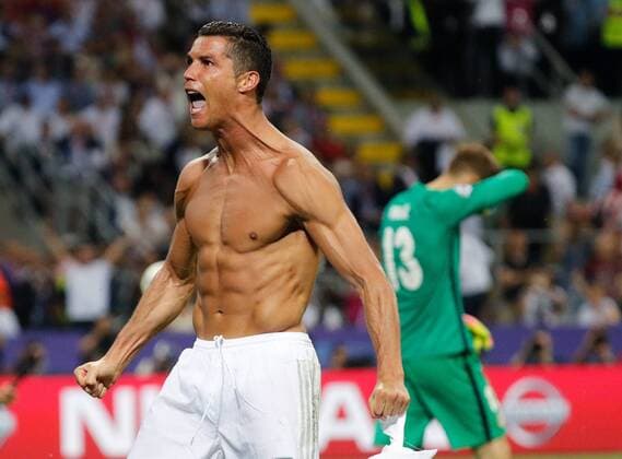 Real Madrid s Portuguese striker Cristiano Ronaldo celebrates his penalty that got the victory for the team during the UEFA Champions League final match at San Siro stadium in Milan, Italy, 28 May 2016. REAL MADRID VS ATLETICO DE MADRID !ACHTUNG: NUR REDAKTIONELLE NUTZUNG!  MIL225 20160529-636000806881562410
