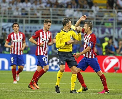 Champions League final between Real Madrid and Atletico at San Siro. In this picture, Gabi s yellow card. xRAFAxCASALx 