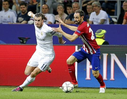 Champions League final between Real Madrid and Atletico at San Siro. In this picture, Bale and Juanfran. xRAFAxCASALx 