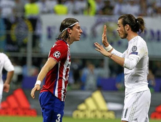 Champions League final between Real Madrid and Atletico at San Siro. In this picture, Filipe Luis and Bale. xRAFAxCASALx 