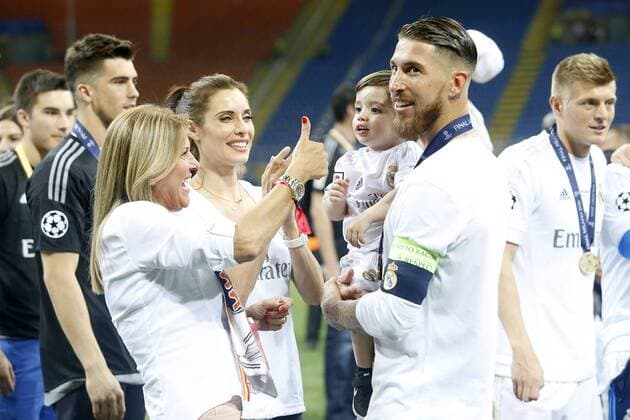 Real Madrid s Sergio Ramos celebrates with his family the victory in the UEFA Champions League 2015 2016 Final match.May 28,2016.  (20160528262)