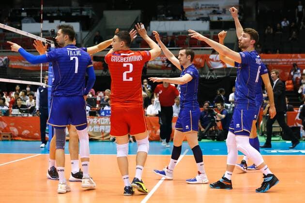 France team group Mannschaftsbild Totale (FRA), MAY 28, 2016 - Volleyball : Men s Volleyball World Final Qualification for the Rio de Janeiro Olympics 2016 match between France 3-1 China at Tokyo Metropolitan Gymnasium, Tokyo, Japan. NOxTHIRDxPARTYxSALES.  (ipha023442)