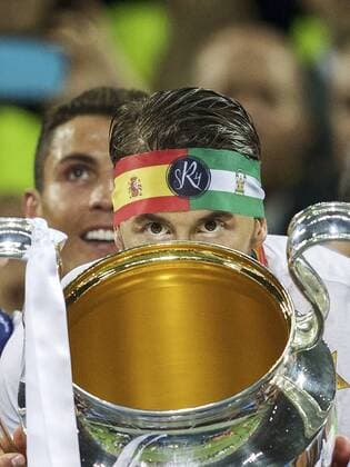 Sergio Ramos of Real Madrid with Champions League trophy, Coupe des clubs Champions Europeeens during the UEFA Champions League final match between Real Madrid and Atletico Madrid on May 28, 2016 at the Giuseppe Meazza San Siro stadium in Milan, Italy. Real Madrid v Atletico Madrid UEFA Champions League final 2015 2016 xVIxxIVx 5570925