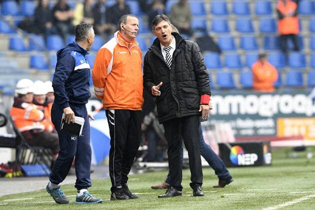 Charleroi s head coach Felice Mazzu pictured during the Jupiler Pro League match between RC Genk and Charleroi, in Genk, on Sunday 29 May 2016, return leg match for European barrage in the Belgian soccer championship. YORICKxJANSENS  x04861054x