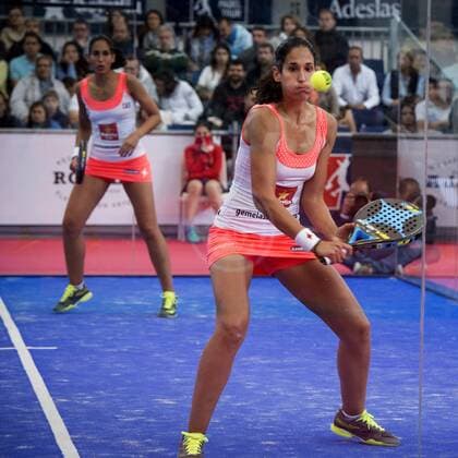 Maria Jose Sanchez Alayeto and Maria Pilar Sanchez Alayeto face Alejandra Salazar (unseen) and Marta Marrero (unseen) in the World Padel Tour Madrid Open s women final match in Las Rozas, outside Madrid, Spain, 29 May 2016. The team Salazar - Marrero won the match. World Padel Tour Madrid Open !ACHTUNG: NUR REDAKTIONELLE NUTZUNG!  20160529-636001371456314277