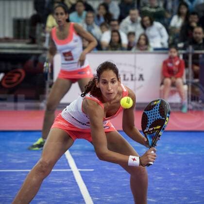 Maria Jose Sanchez Alayeto and Maria Pilar Sanchez Alayeto face Alejandra Salazar (unseen) and Marta Marrero (unseen) in the World Padel Tour Madrid Open s women final match in Las Rozas, outside Madrid, Spain, 29 May 2016. The team Salazar - Marrero won the match. World Padel Tour Madrid Open !ACHTUNG: NUR REDAKTIONELLE NUTZUNG!  20160529-636001371529010277