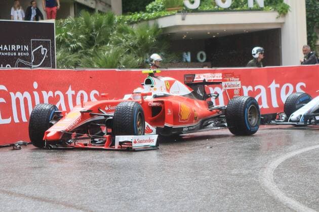 29.05.2016. Monte Carlo, Monaco. F1 Grand Prix of Monaco, Race day on Sunday. Scuderia Ferrari SF16-H & x2013; Kimi Raikkonen crashes out after hitting the wall xLeannexBoonx  ActionPlus11743060