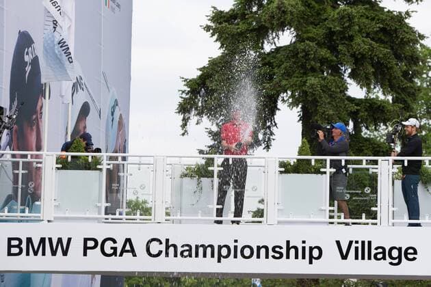 Chris Wood (ENG) celebrates after winning the BMW PGA Golf Herren Championships Wentworth 29th May 2016 with a score of nine under par. 29 05 2016. London, United Kingdom. BMW PGA Championships-Wentworth. The BMW PGA Championships at Wentworth.  xRichardxWashbrookex xixImagesx IIM-12759-0006