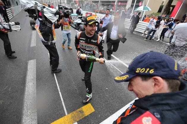 Formel 1, Lewis Hamilton gewinnt GP von Monaco Monaco Grand Prix, Monte Carlo 25 - 29 May 2016 29.05.2016 - Race, 3rd position Sergio Perez (MEX) Sahara Force India F1 VJM09 