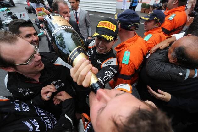 Formel 1, Lewis Hamilton gewinnt GP von Monaco Monaco Grand Prix, Monte Carlo 25 - 29 May 2016 29.05.2016 - Race, 3rd position Sergio Perez (MEX) Sahara Force India F1 VJM09 
