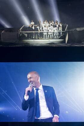 Real Madrid coach Zinedine Zidane during the celebration of the victory of the Real Madrid Champions League at Santiago Bernabeu in Madrid. May 29. 2016.  (201605029056)