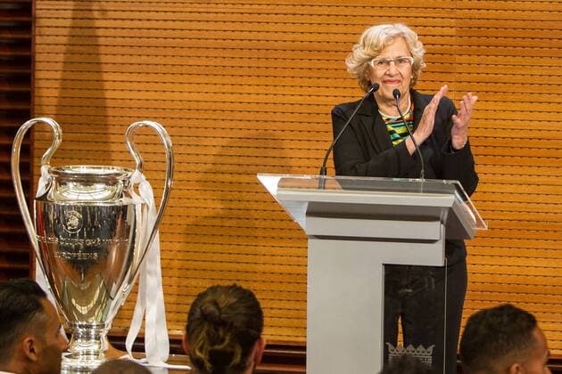 Mayor of Madrid, Manuela Carmena during the Real Madrid CF reception at Madrid city hall after winning the Champions League May 29,2016.  (2016290512)