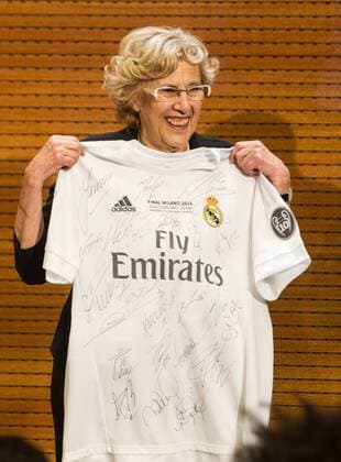 Mayor of Madrid, Manuela Carmena during the Real Madrid CF reception at Madrid city hall after winning the Champions League May 29,2016.  (2016290546)
