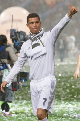 Cristiano Ronaldo during the celebration of the Champions League at Santiago Bernabeu Stadium. May 29,2016.  (76055)