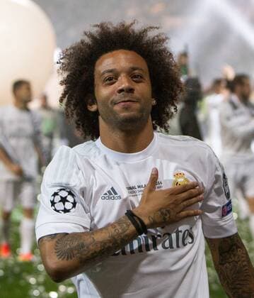 Marcelo Vieira during the celebration of the Champions League at Santiago Bernabeu Stadium. May 29,2016.  (76094)