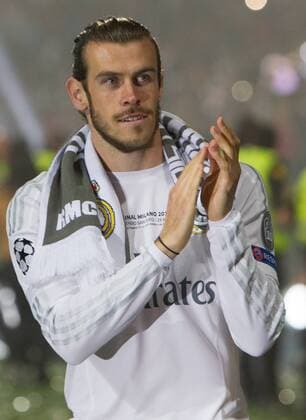 Gareth Bale during the celebration of the Champions League at Santiago Bernabeu Stadium. May 29,2016.  (76105)